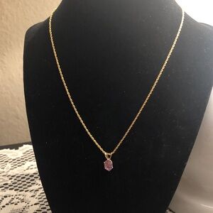 Gold Chain Necklace with Purple Pendant
